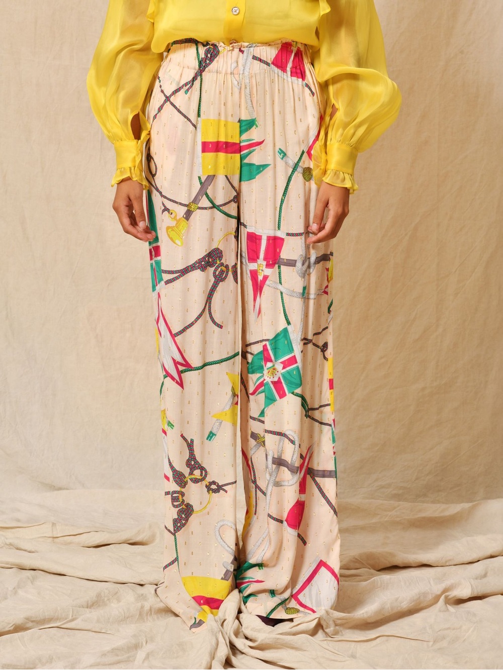Edward Anchour Paris Rope Print Nautical Flowy Trouser Small